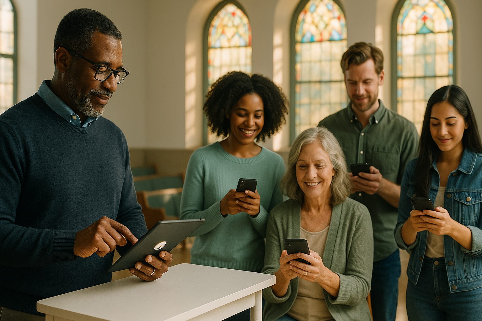 Illustration for article: Beyond the Bulletin: Creative Ways Churches Use Website-Based Apps for Year-Round Engagement (No Rebuild Needed) — apps for churches alternative angle